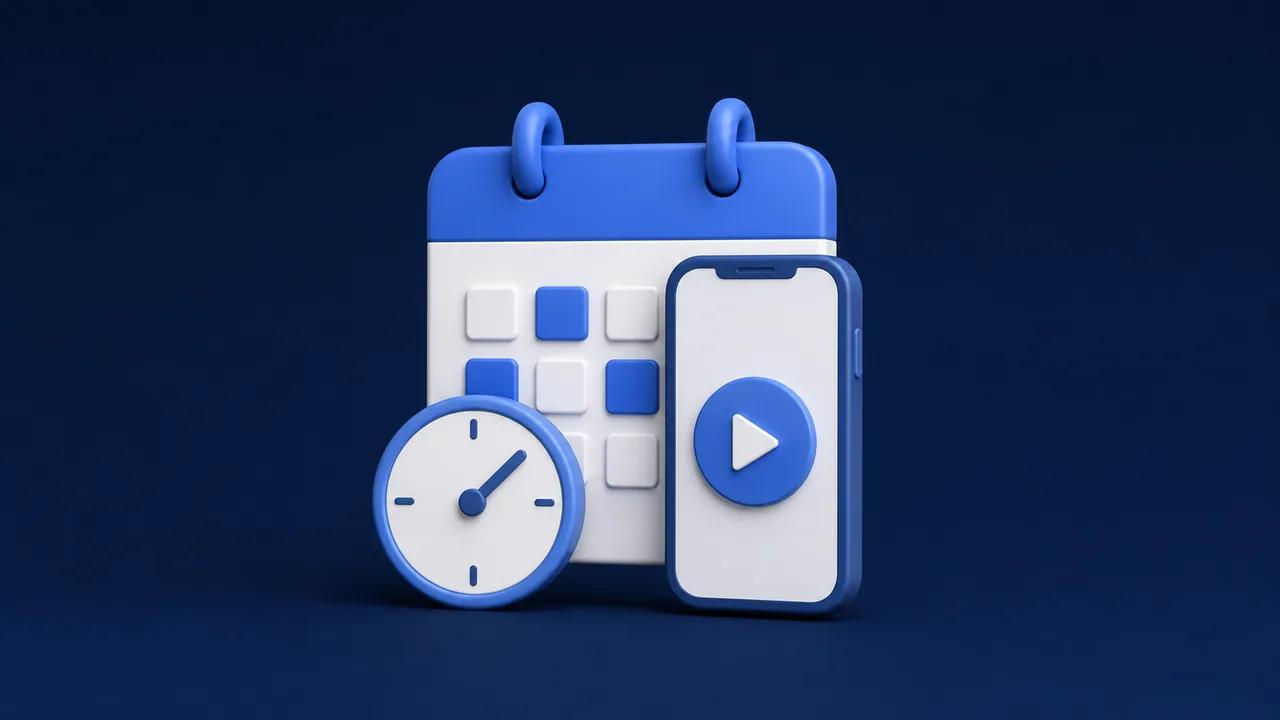 Calendário, relógio e smartphone para planejar o melhor horário de postar Reels no Instagram