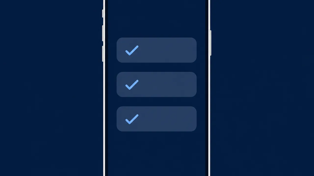Smartphone com checklist abstrato representando etapas seguras de automação de stories