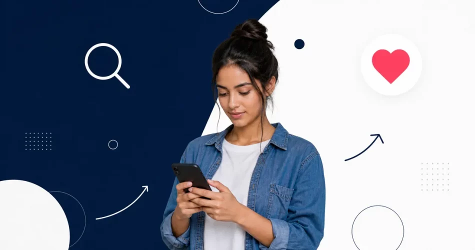 Pessoa usando smartphone para entender como aparecer no Explorar do Instagram