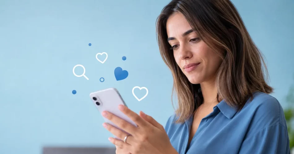 Pessoa analisando no celular se um post foi para o Explorar do Instagram