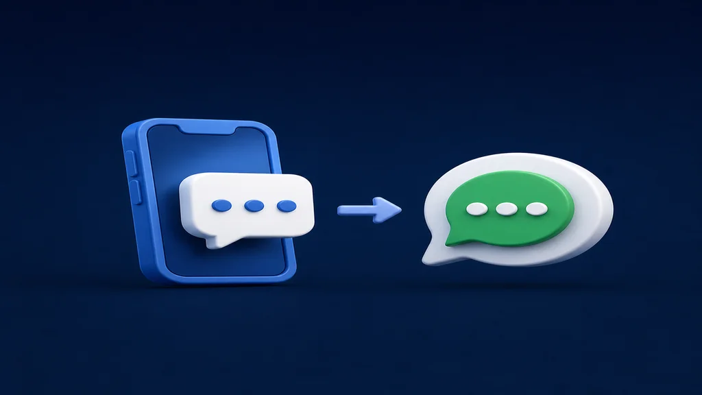 Ilustração de conversa saindo do Direct do Instagram para o WhatsApp após interação no Stories
