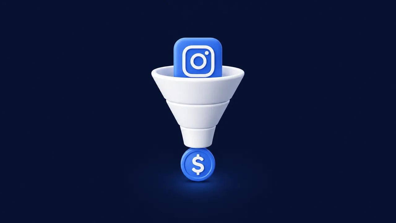 Funil de vendas representando o caminho do Instagram até a comissão de afiliado
