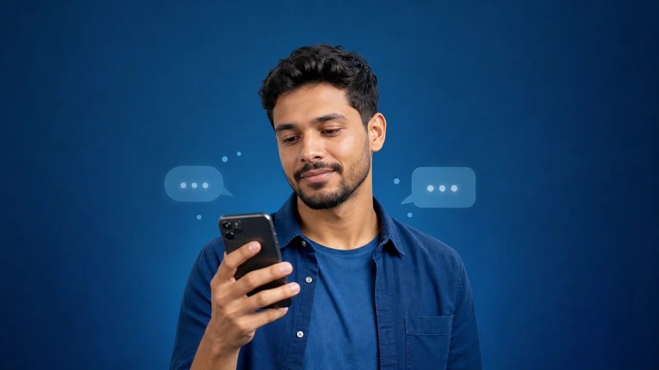 Pessoa segurando smartphone decidindo entre Instagram Direct e WhatsApp para vender