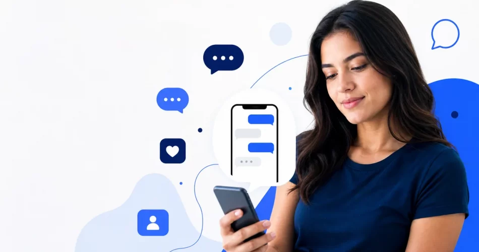 Pessoa usando smartphone para levar clientes do Instagram para o WhatsApp