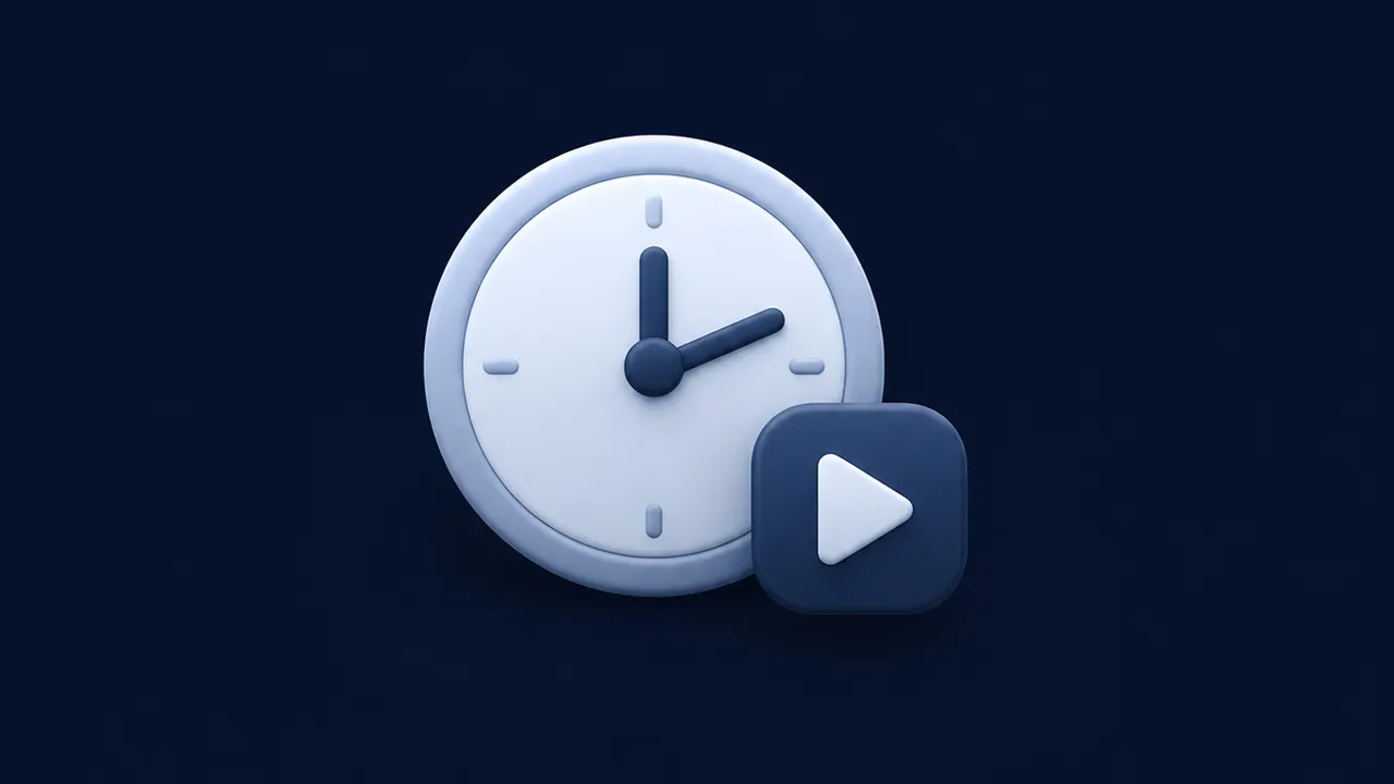 Ícone de relógio com símbolo de vídeo representando a janela de tempo em que um Reels continua entregando