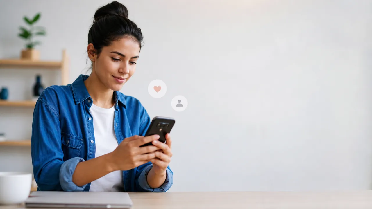Pessoa usando o celular para verificar curtidas e seguidores no Instagram sem ultrapassar limites