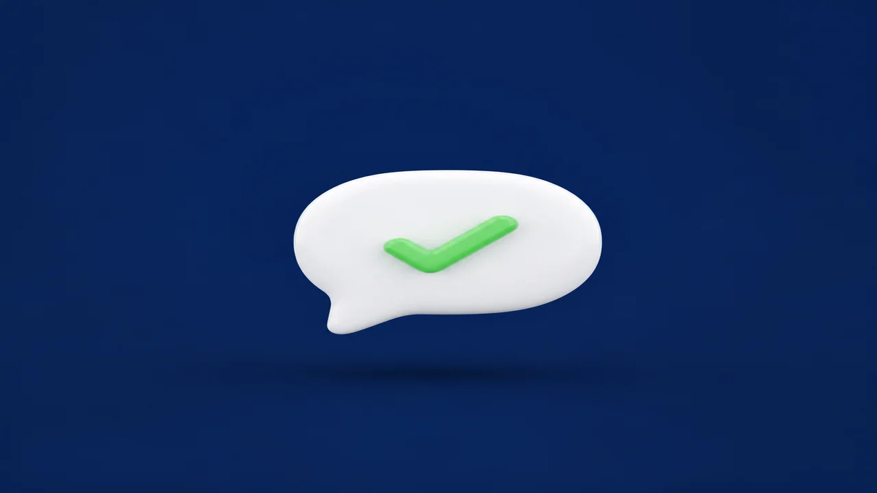 Balão de mensagem com confirmação de envio representando follow-up automático no WhatsApp