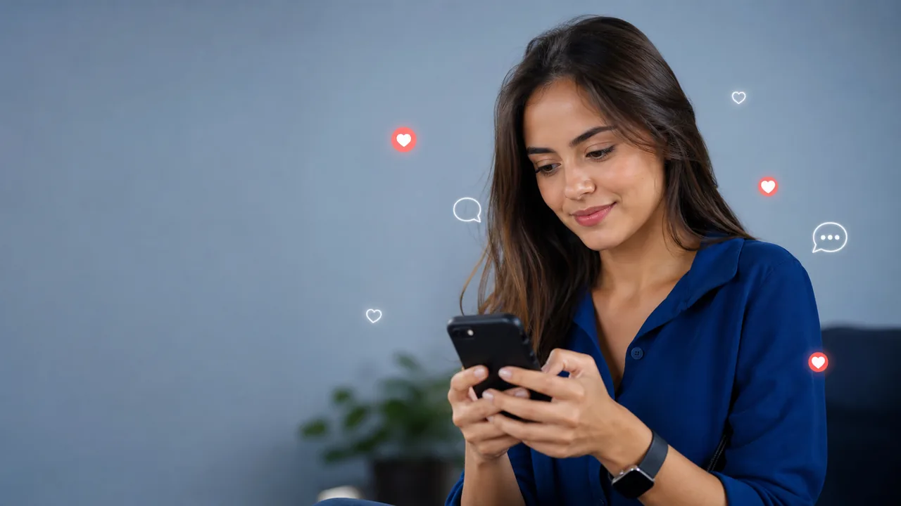 Pessoa segurando smartphone e decidindo entre Facebook e Instagram para vender online