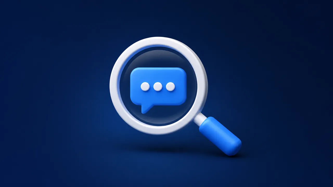 Ícone de lupa observando notificação de rede social representando busca por menções à marca