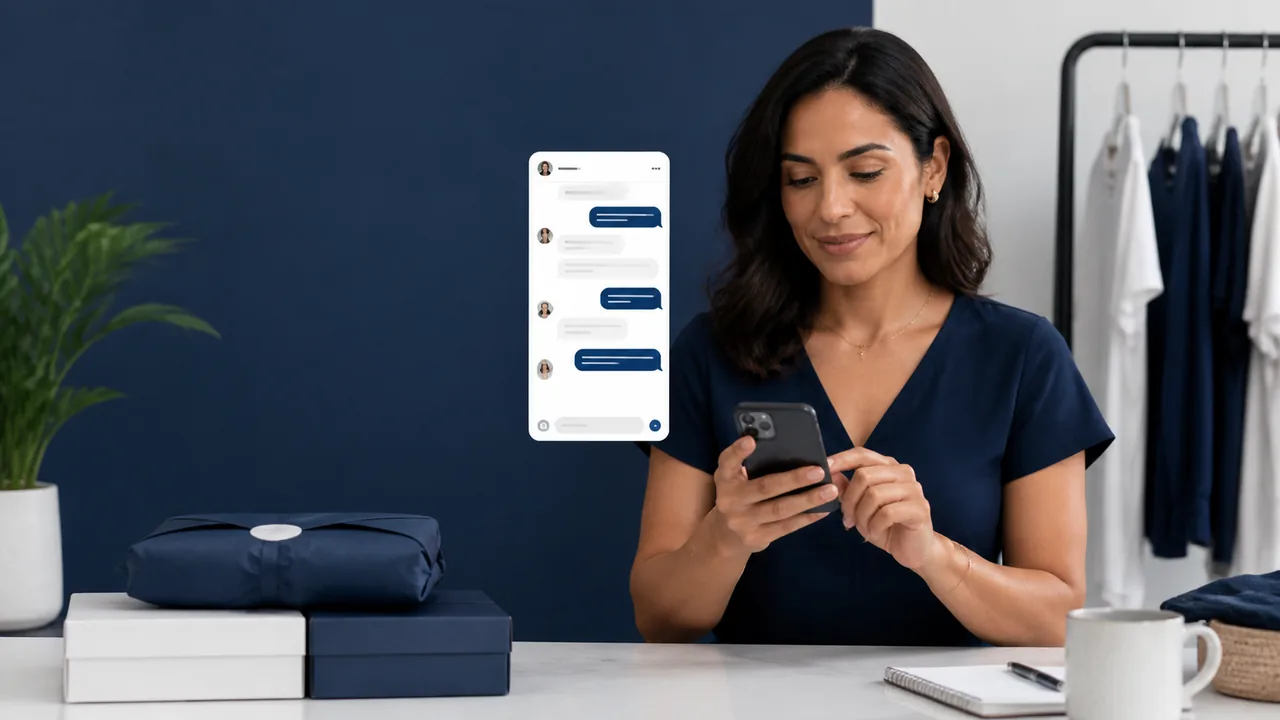 Empreendedora respondendo conversas no Instagram Direct para não perder vendas