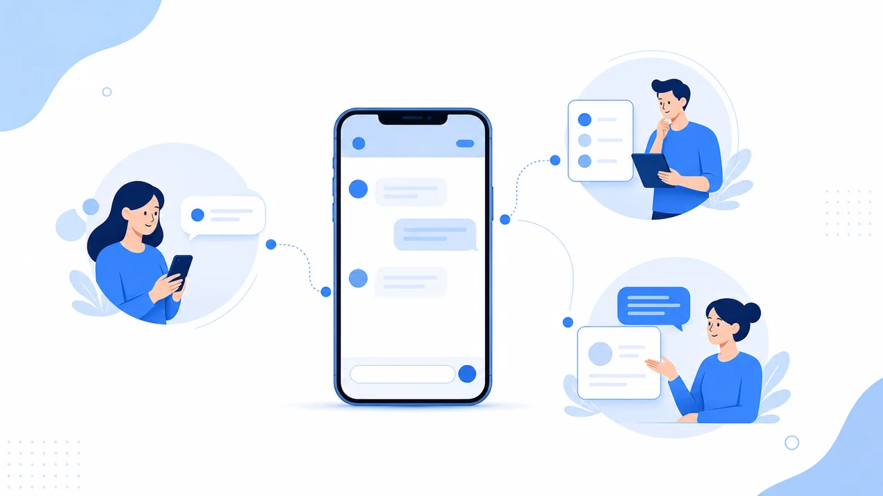 Smartphone com fluxo visual de atendimento no Instagram Direct para organizar mensagens e qualificar pedidos
