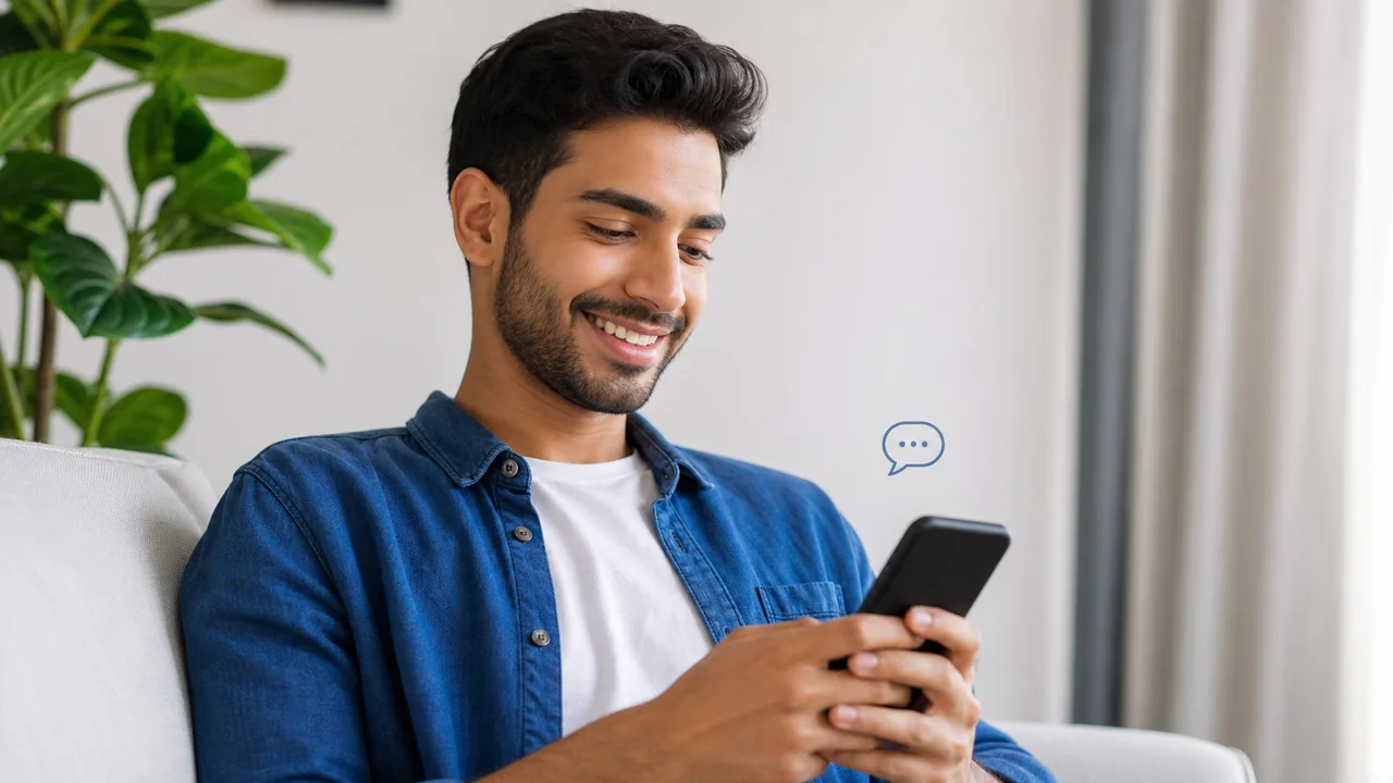 Pessoa respondendo mensagens do Direct do Instagram pelo celular com automação ManyChat