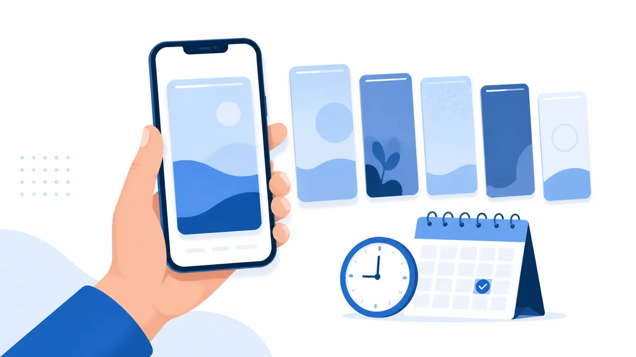 Smartphone com cartões de Stories e calendário para organizar postagens no Instagram