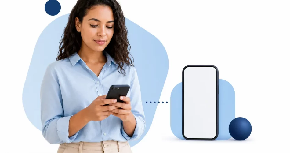 Pessoa usando smartphone para levar conversas do Instagram ao WhatsApp com organização