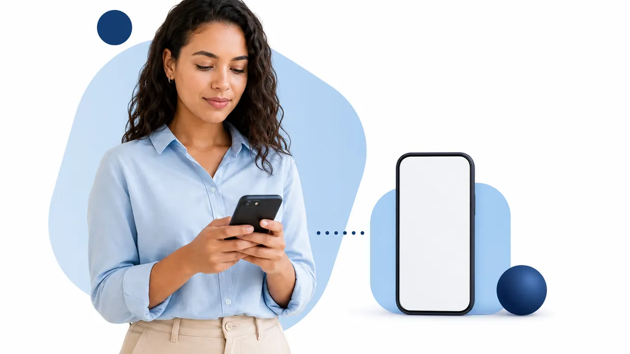 Pessoa usando smartphone para levar conversas do Instagram ao WhatsApp com organização