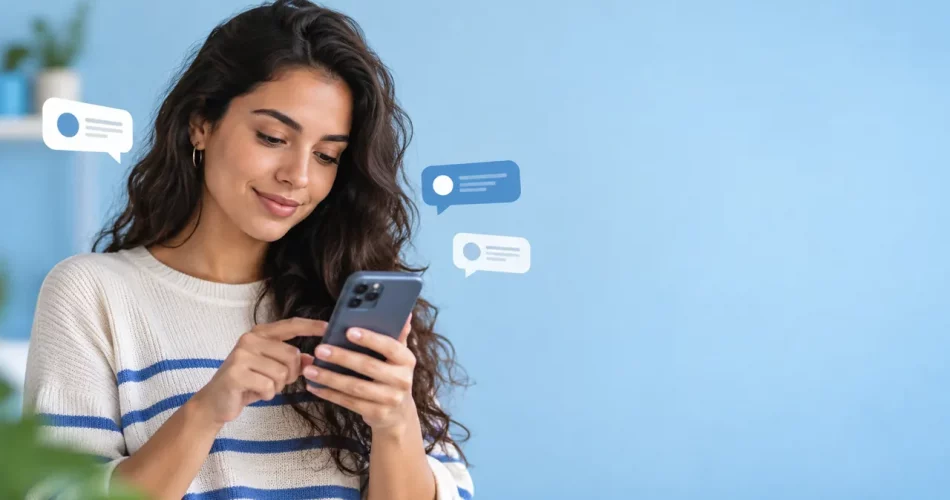Pessoa usando smartphone para gerenciar comentários automáticos Instagram com segurança