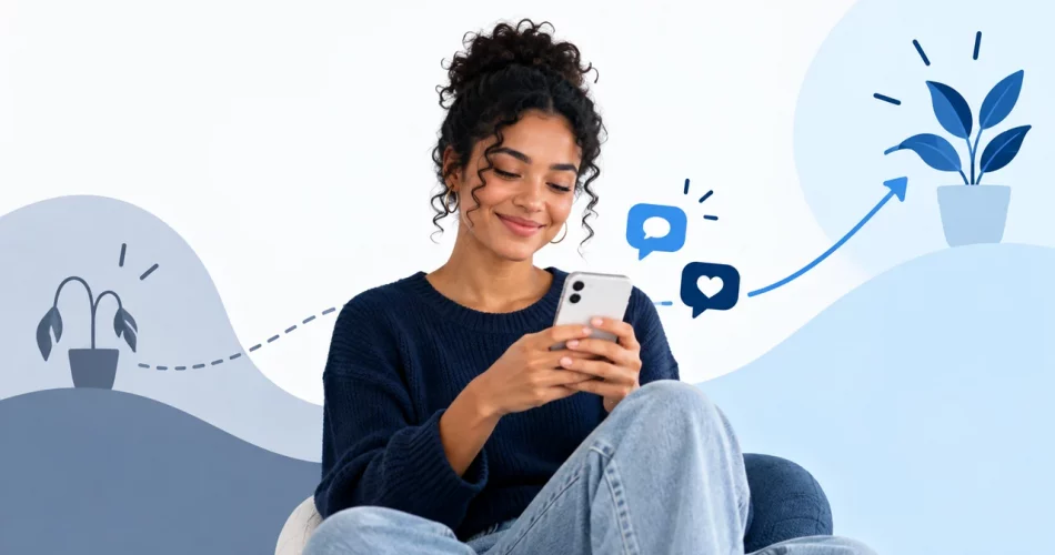 Pessoa usando smartphone em imagem sobre como desflopar o Instagram com rotina de conteúdo