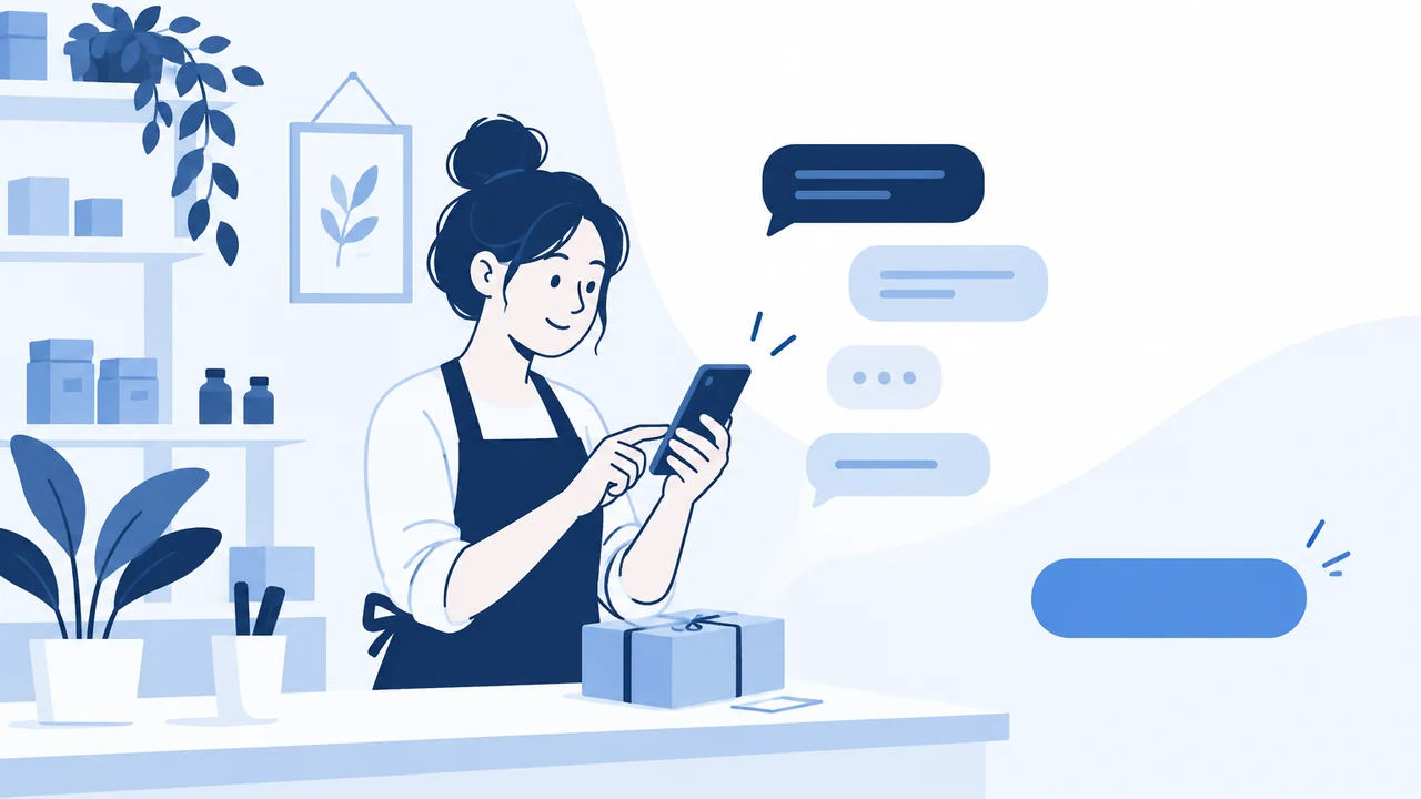 Empreendedora respondendo cliente pelo celular após CTA no Instagram