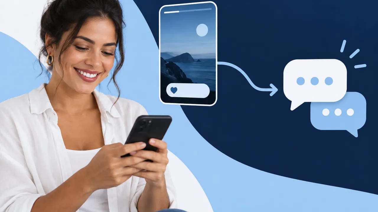 Empreendedora transformando interações dos Stories em conversas no Direct e WhatsApp
