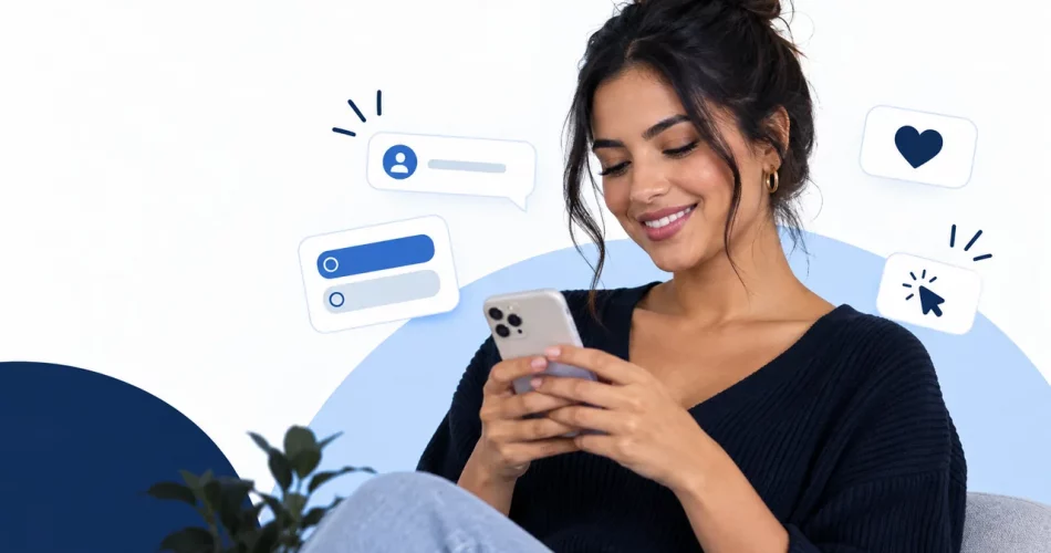 Criadora analisando interações no Instagram Story pelo celular