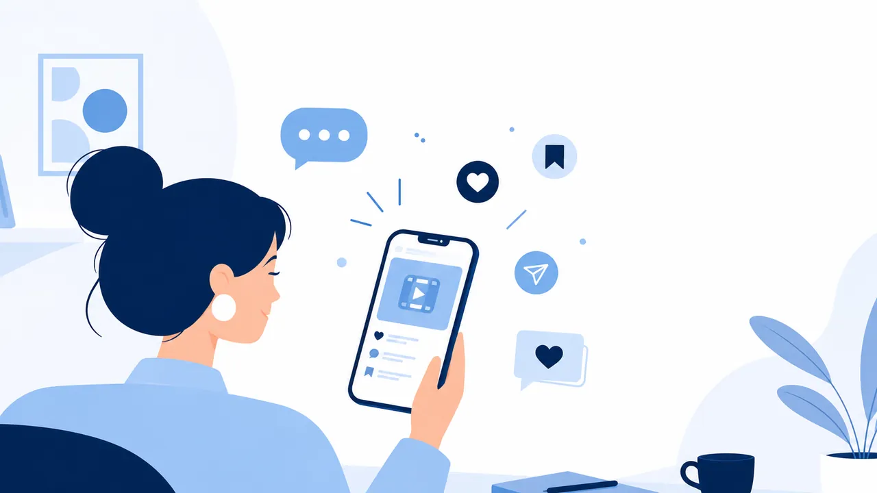 criadora analisando métricas de Reels e conversas geradas no celular